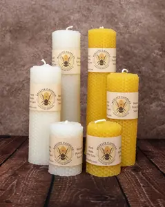 Honeycomb Pillars Candles - Elegant Design with Honeycomb Pattern, Ideal for Home Decor