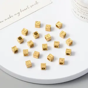 Gold Letter Beads – 14K Plated Cube Alphabet Beads for DIY