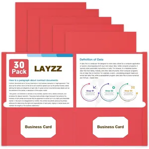 30 Pack Paper Pocket Folders with Pockets, 2 Pocket Folders Fits Letter Size Paper, for School Office and Home (Red)