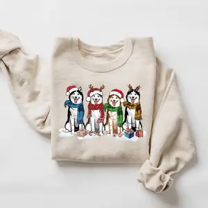 Husky Christmas Dog Sweatshirt, Dog Christmas Shirt, Husky shirt, Gift for Dog Lover, Holiday Sweater, New Year Shirt, Xmas Hoodie