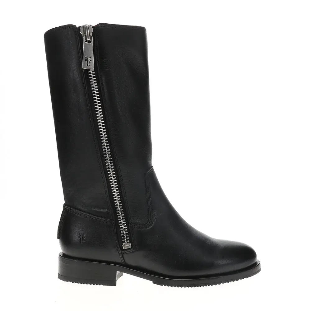 Frye Womens Madison Round Toe Zippered Casual Boots Mid Calf Low Heel 1-2" - Black