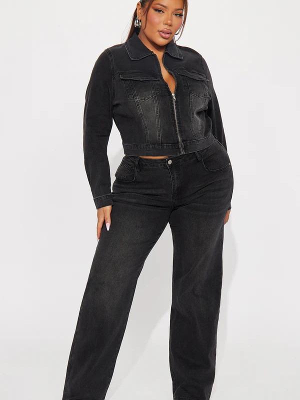 Vita Low Waist Stretch Baggy Jeans - Black Wash