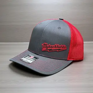 My back hurts red leatherette Richardson 112 SnapBack trucker hat