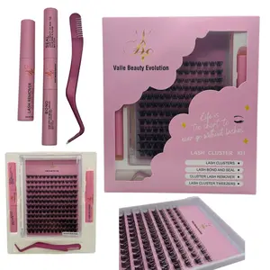 ValleBeautyEvolution Eyelash Extension Kit Individual Lashes, Lash Bond and seal, Tweezers and Remover Eyelashes Extensions