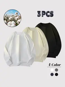 Men's Soft & Comfy Loose-Fit Long Sleeve Tees Oversized Crew Neck T-Shirts, Stylish & Versatile for Daily Casual Wear