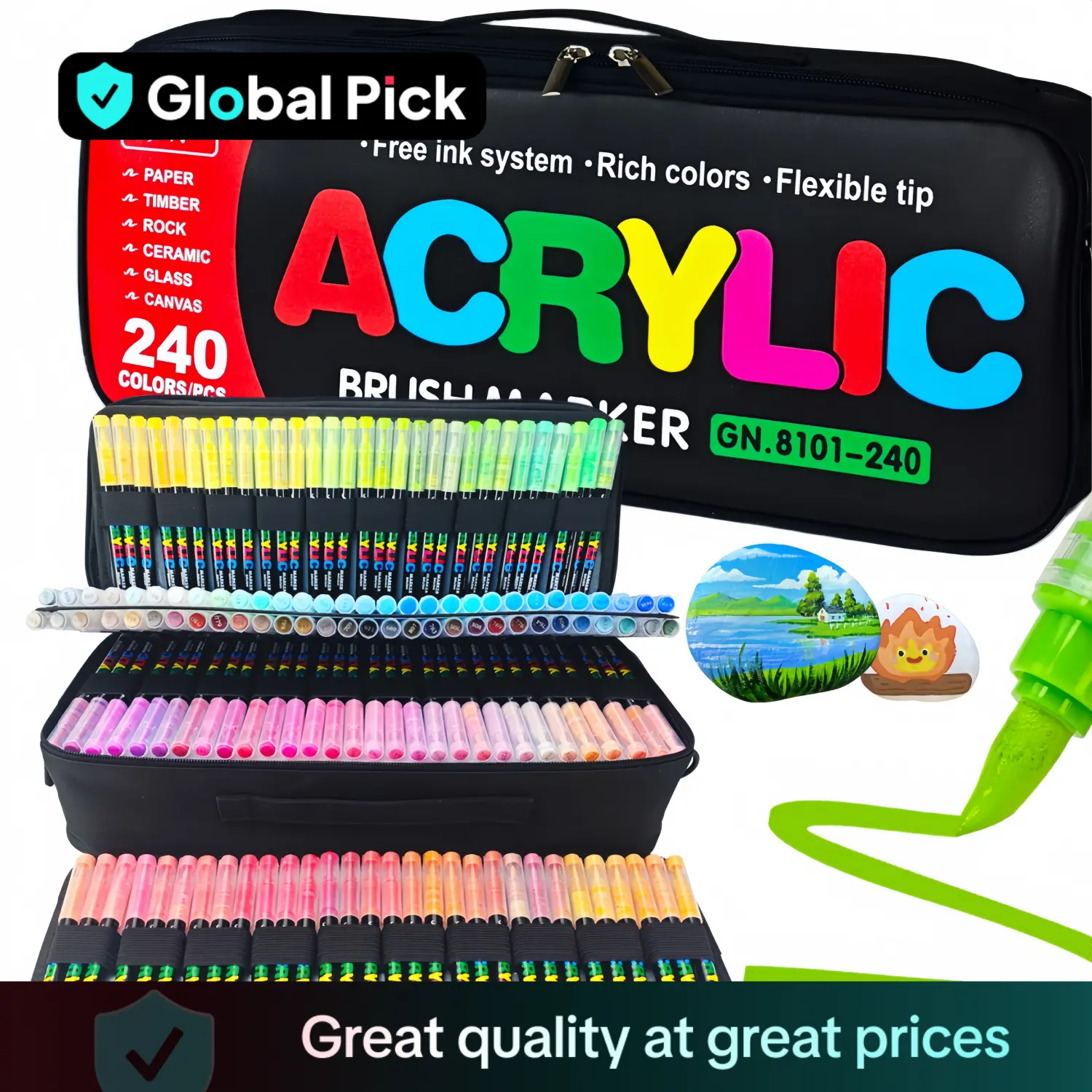 Acrylic Brush Marker Pen, 1 Set Acrylic Painting Pen with Soft Brush Nib, Art Materials Waterproof Pen for Glass Stone Wood Plastic Paper