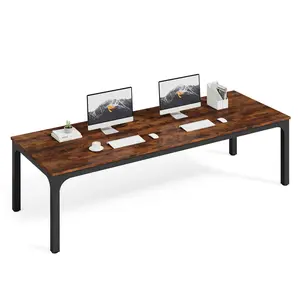 LITTLE TREE 78.7" Extra Wide 2-Person Computer Desk - Spacious MDF Tabletop, Sturdy Metal Frame, for Home Office, Study, Shared Workstations