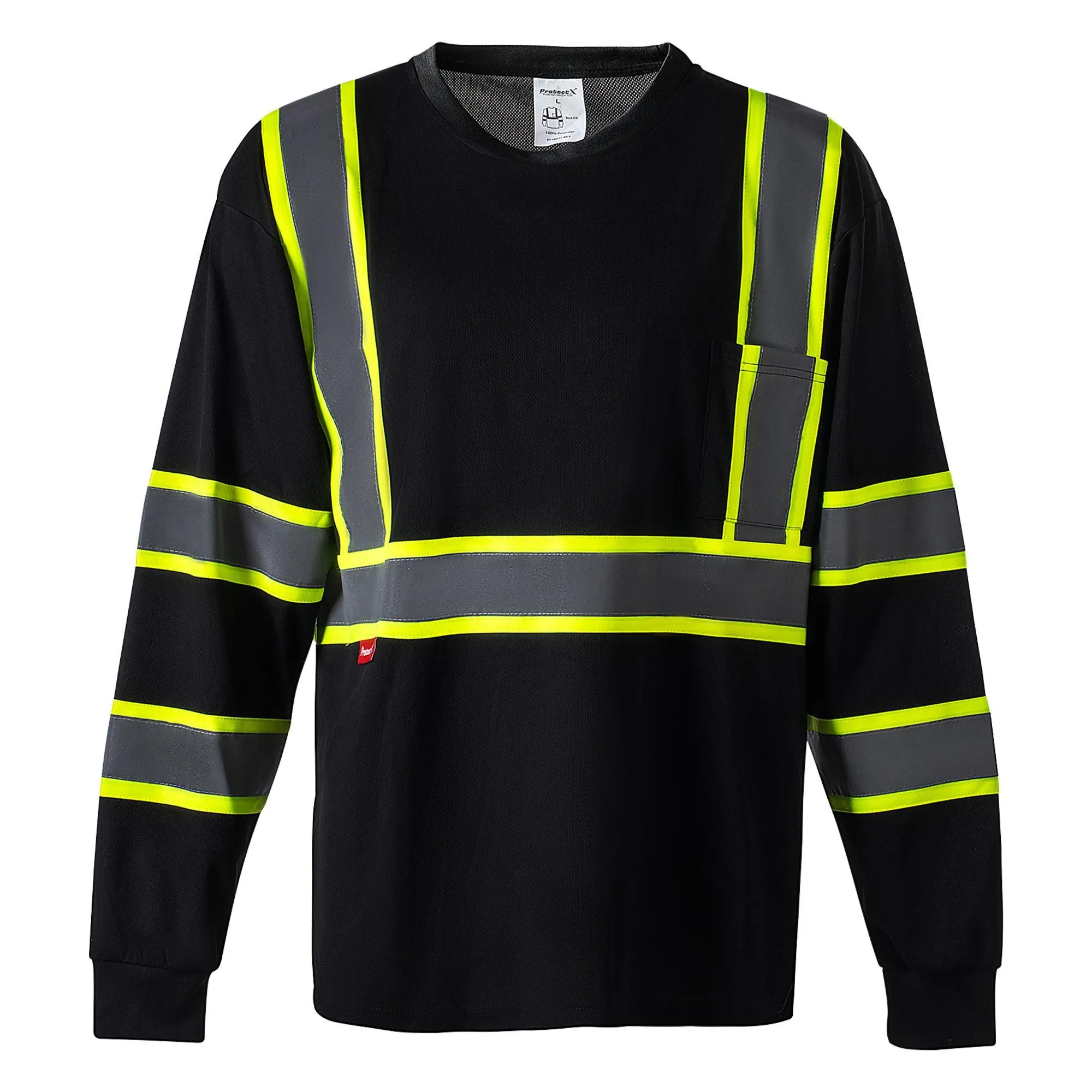 ProtectX Men's High Visibility Heavy Duty Long Sleeve Reflective Safety Shirts for Men Women, Class 2-3 Type R Hoodie