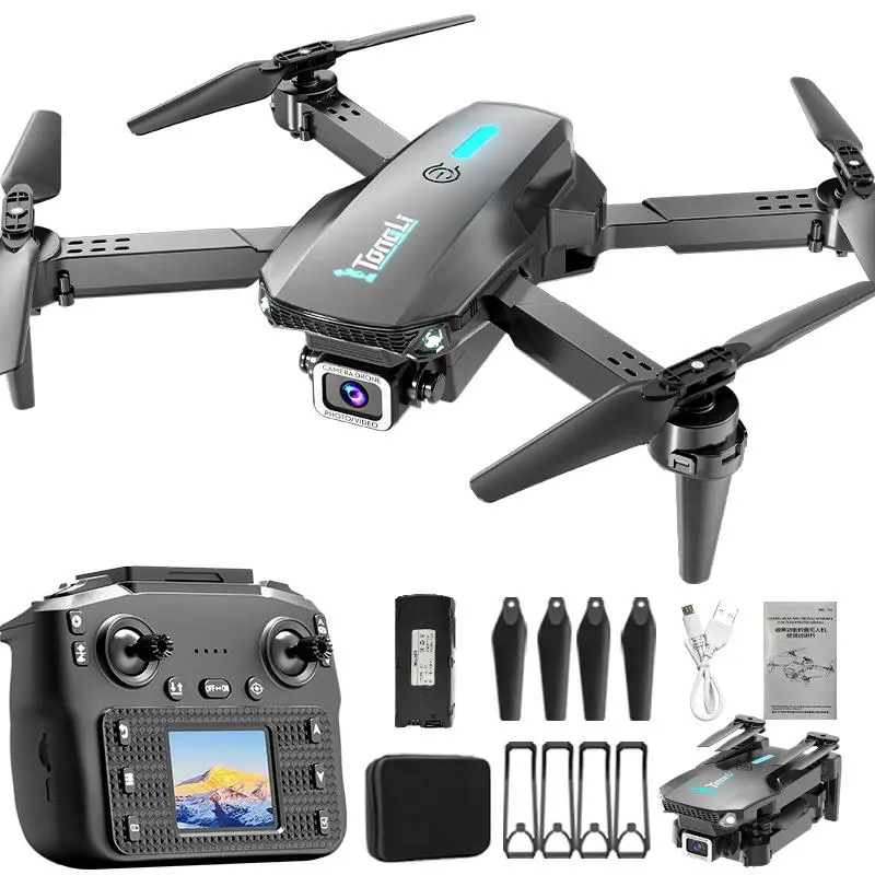 RC Drone Quadcopter with Large LCD Screen Remote Controller, Dual HD Cameras, WiFi FPV Real-Time Image Transmission, 1-Key Takeoff-Landing, Accessories & Charging Support, Ideal Holiday Gift for 8-14 Year-Old Children