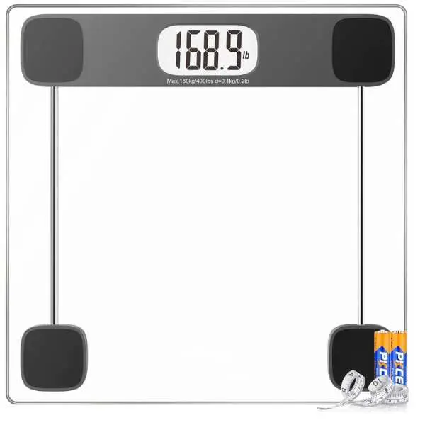 Halloween Fall Gift Scale for Body Weight, Accurate Bathroom Scales, Digital Weighing Machine for People, 400lb Capacity, LCD Display, Step-On Technology, Tempered Glass, Measuring Tape