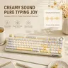 Solakaka KI99 Pro 96% Tri-Mode Custom Mechanical Keyboard - Creamy Keyboard, PBT Keycaps, Precise Wireless, Hot-Swappable Gasket Mount, Flower Field Pre-Lubed Switches, RGB Backlit, Knob Volume Control, Beige White, Bluetooth/2.4G/USB-C for PC/Laptop