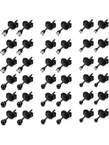 Cool 18 Pairs Black Tiny Stud Earrings 2/3/4mm Stainless Steel Ball Mini Ear Studs for Women Men Shining Cubic Zirconia Earrings Set