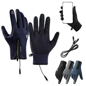 BNCHNG Heated Gloves for Men, Sport Gloves Winter Waterproof Windproof Thermal Touch Screen Gloves with Non-Slip Heated Rechargeable for Skiing, Cycling, Driving (Can be heated, without a power bank)