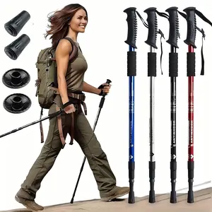 Ultralight Portable Trekking Poles for Hiking – Telescopic Aluminum Alloy Walking Canes with Shock Absorber System – Outdoor Collapsible Hiking Sticks