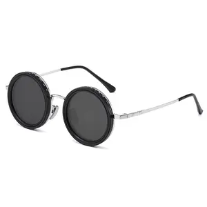 Rotating polarized sunglasses with 9-level adjustable tint, UV400 UV protection, punk round personalized filter