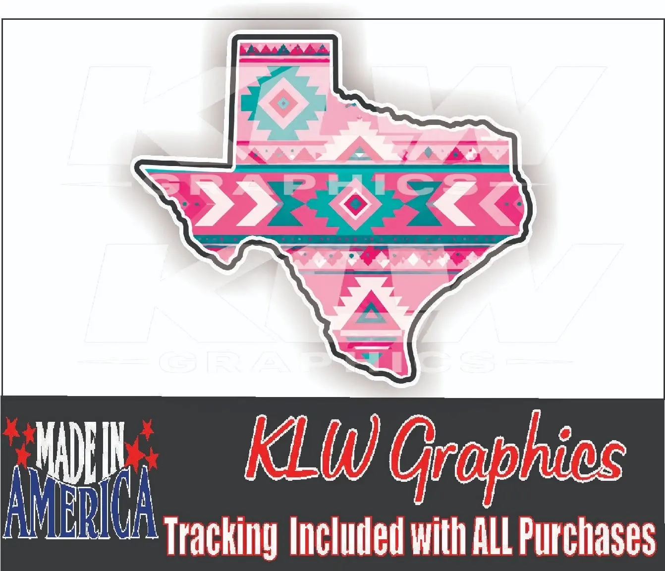 Texas Aztec Full Color Decal Pink Teal Southwest Tribal Car Truck Window Vinyl Sticker Ca