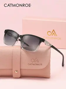CATMONROE Lightweight And Comfortable High Quality Trendy Casual Polarizing Polarized Sunglasses With Square Frames For Both Men And Women, Reducing Glare While Driving And Protecting Against Uv Rays. Fashionable Decoration For Daily Travel