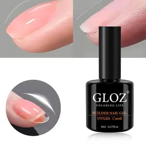 GLOZ 8-in-1 Red Builder Gel | BIAB Nail Strengthener & Apex Builder | Rubber Base for Thin Nails | Soak Off UV/LED | Salon & DIY Beginner Friendly