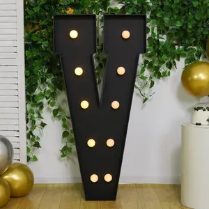 4ft Giant LED Marquee Letter "V", Black Pre-Cut Foam Board with 10 Warm White Battery Operated LEDs, Glue Gun and Sticks