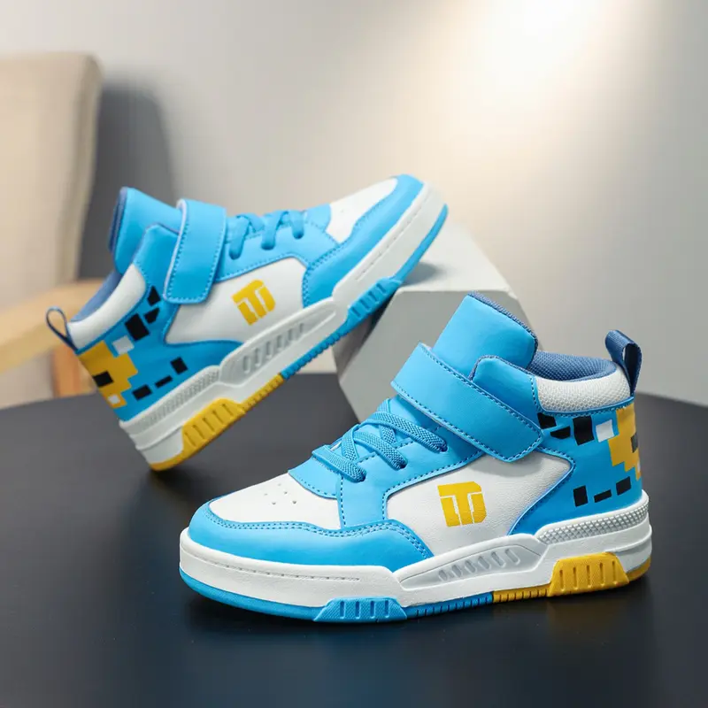 Boys' High-Top Basketball Shoes, Outdoor Sports Fashion Volleyball Sneakers, All Seasons Comfortable Kids Footwear, Youth Fashion Shoes, Athletic Footwear, Sporty Shoes, Stylish Basketball Shoes