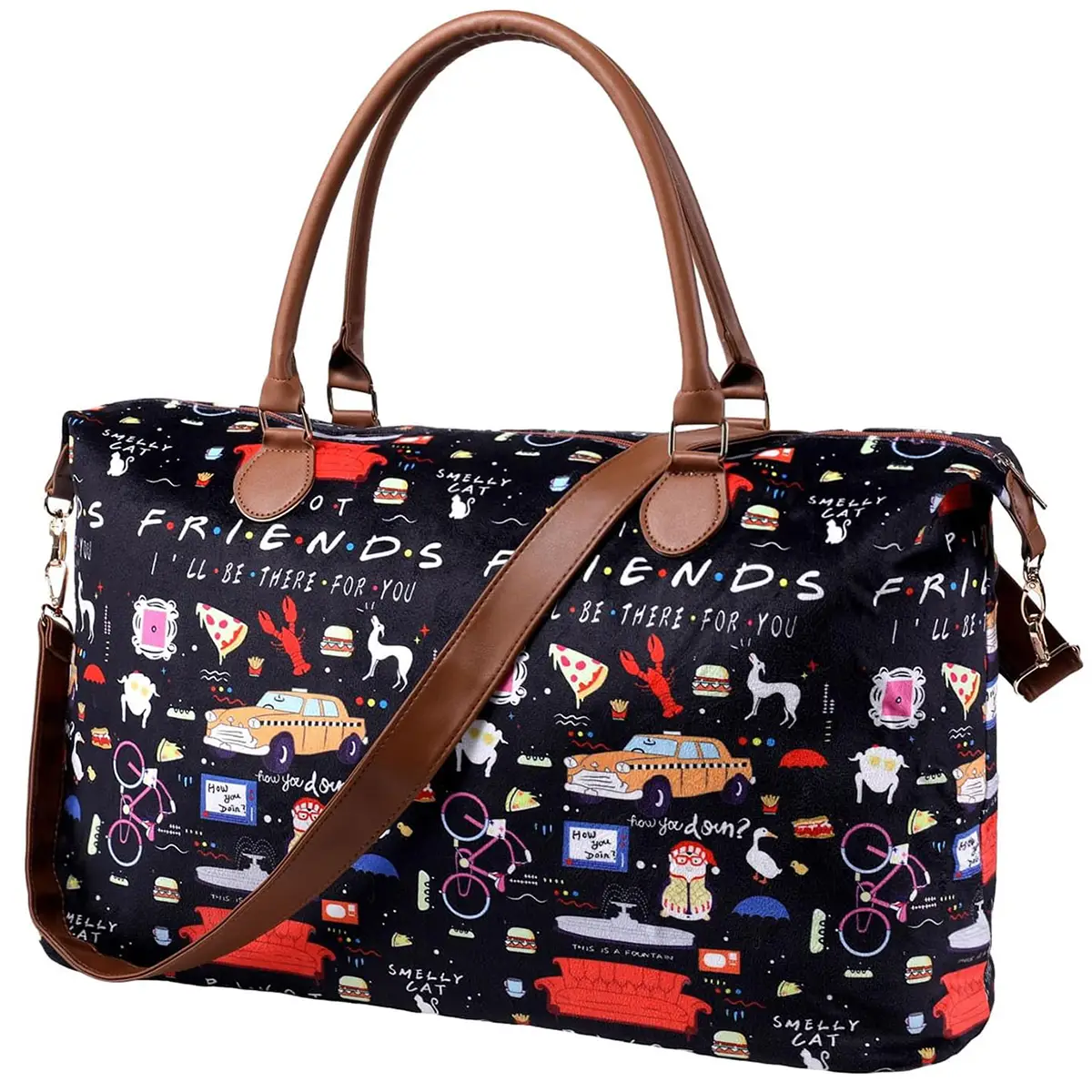 Weekender Bags Extra Large Stylish Travel Friends Duffle Bag with Shoulder Strap Foldable Carry on Travel Bag Lightweight Overnight Hospital Bags West