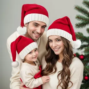 Christmas Hat and Gloves Set Classic Red Parent-Child Christmas Hat Style Santa Hat Elderly Hat