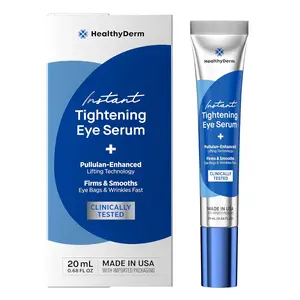 HealthyDerm Instant Tightening Eye Serum - 20 mL - Reduces Eye Bags Wrinkles Puffy Eyes Dark Circles & Crow's Feet - Advanced Firming Polysaccharide Formula for Mature Skin - Clinically Tested Made in USA