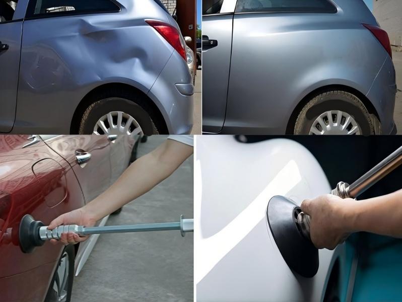 Upgraded Pneumatic Car Dent Puller Kit with Slide Hammer & 3 Sizes Suction Cups, Auto Body Dent Repair Tool, Multi-Function Manual Tool Accessory