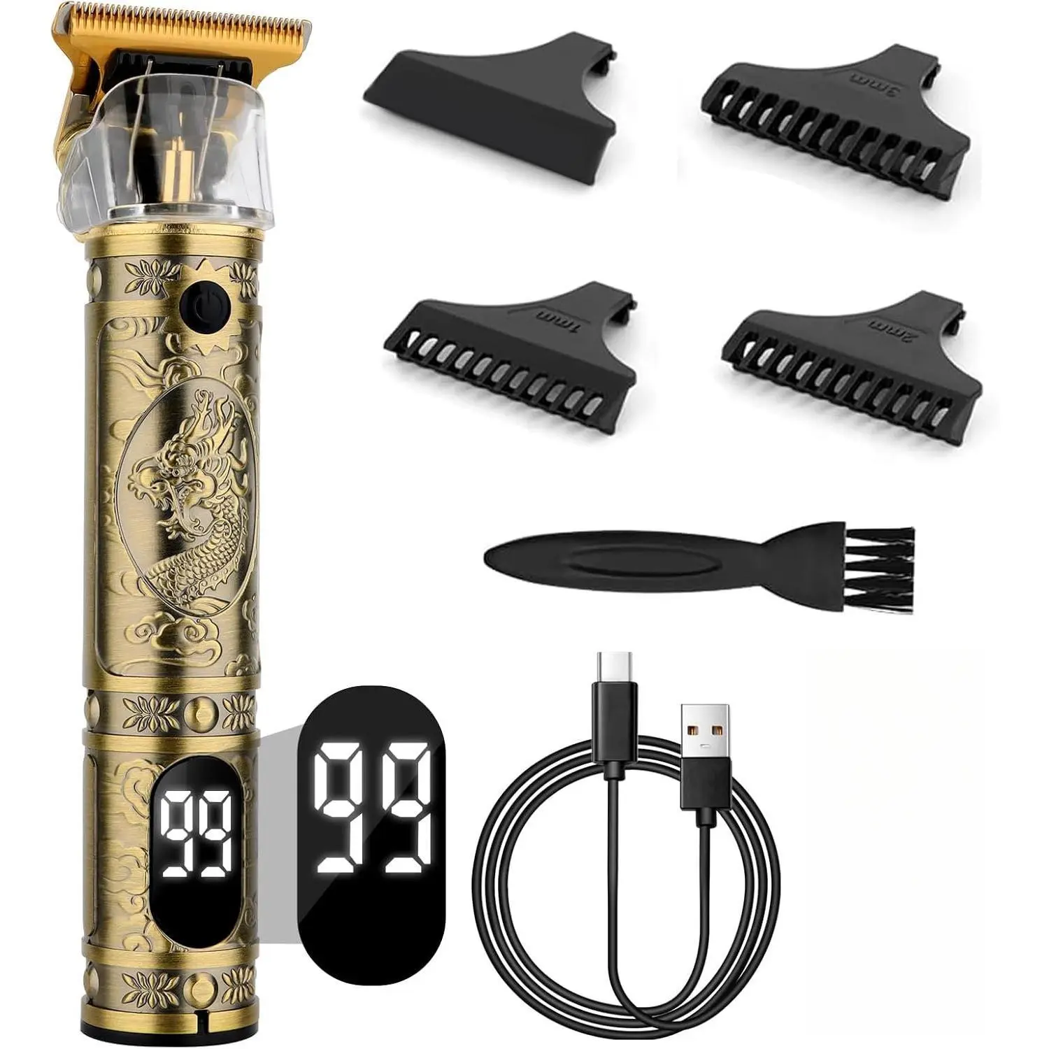 Professional Electric Hair Clipper (Men’s) – LED Screen, Fast Charging & Wireless USB Design for Beard & Hair Grooming