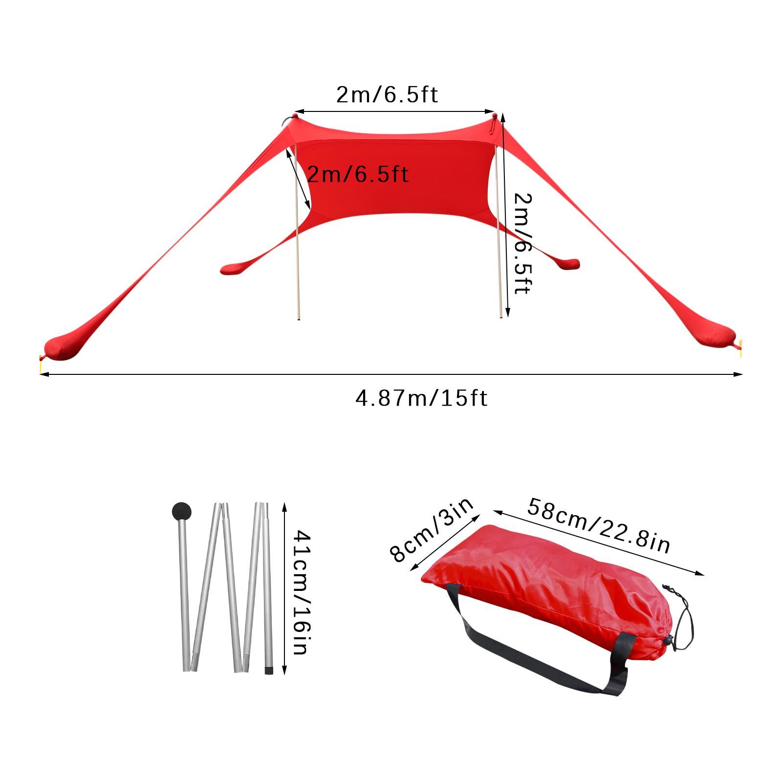 Beach Stretch Tent, Outdoor Tent for Beach Camping,Beach Elastic Sunshade - Red