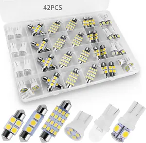 42 Pcs Car Interior LED Light Bulbs Kit, Bright White Dome Map & Tail Lights, T10 194 DE3175 31mm 41mm Bulbs for Truck