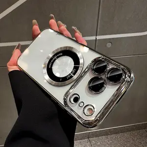 Drop-Resistant Transparent Magnetic Case for iPhone 11/12/13/14/15/16/17 Pro Max,17Air,14/15/16 Plus,X,&XS Max with lens film protection