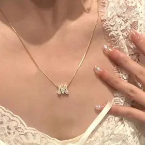 Bubble Initial Letter new Necklace for Women – Initial Pendant with Sparkling Crystals – Jewelry Gift for Her, Unique Name Necklace