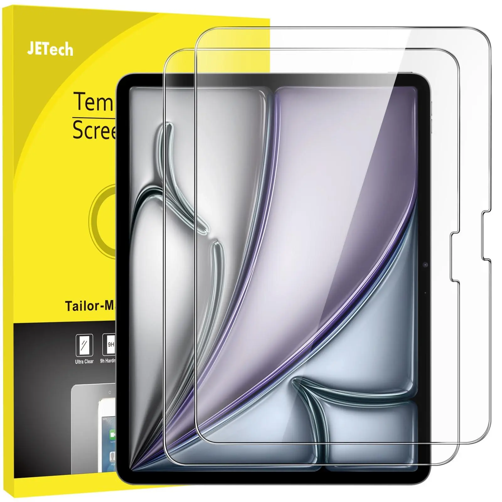 JETech Tablet Screen Protector Accessories for 13-Inch iPad Air M4/M3/M2 (2026/2025/2024), 9H Tempered Glass Film, HD Clear, 2-Pack with Easy Installation for Enhanced Protection, Cover