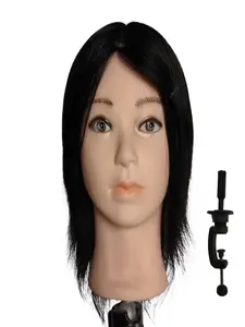 Professional Female Mannequin Head Model for Hair Training, Short Straight Real Human Hair Wig, Ideal for Beauty Academy Education