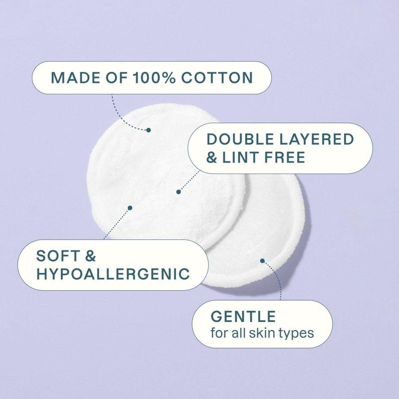 Cliganic Premium Cotton Rounds - Soft and Gentle Texture, Ideal for Daily Use, Available in Multiple Colors Makeup Remover Tool Makeup Puffs