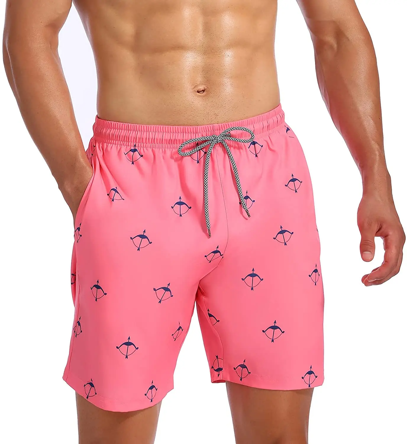 Men's Cactus Tropical Print Quick-Dry Swim Trunks - Surf Style Swim Shorts with Elastic Waistband, Side Pockets for Beach, Surfing, Pool Parties, Beach Trips, Machine Wash, Relaxed, Breathable, Beach Swim