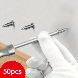 50 Pcs Dual Head Nail Clips, Invisible Wall Trim Nails, No-Drill Edge Covering Screws, Free Socket Set Included, Ideal for Home Improvement