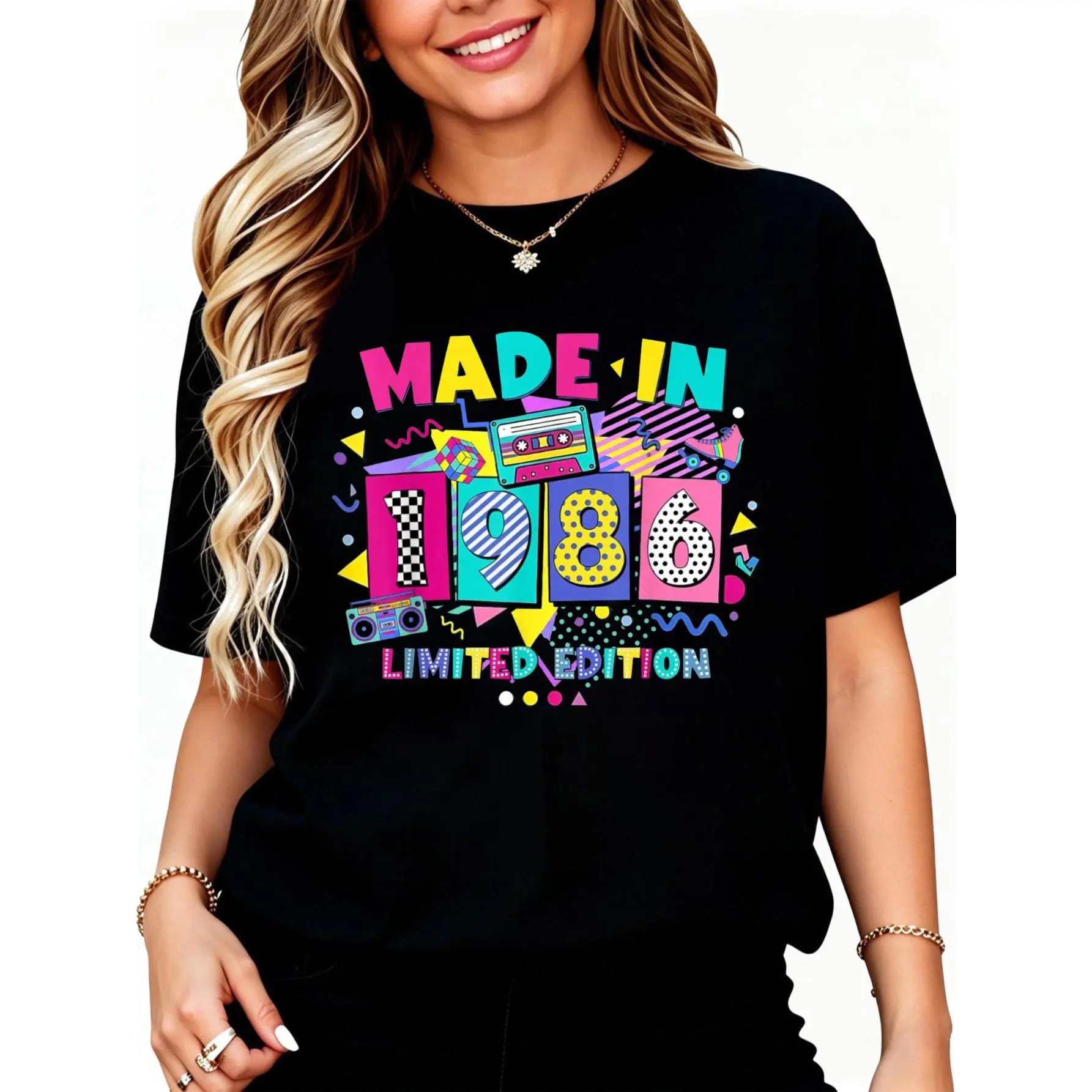 100% Cotton Retro 40th Birthday Made in 1986 80s 90s Theme Men Women T-Shirt