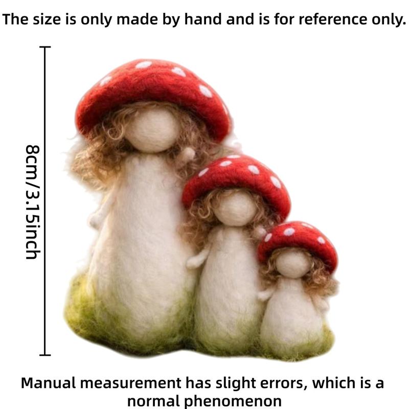 1Set Needle Felting Kit, Felting kits for Beginners adult with Step-by-Step Tutorials, Mushroom Girl DIY Felting Kit, Cute Funny Home Decorative Ornaments, Birthday Valentine's Day and Christmas Novelty Gifts, Diy Handmade Craft
