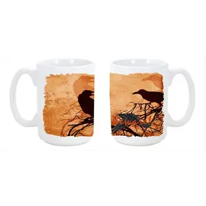 Carolines Treasures  Beware of the Black Crows Halloween Dishwasher Safe Microwavable Ceramic Coffee Mug 15 oz.