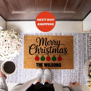 Custom Merry Christmas Doormat, Your Family Name Here, Monogrammed Holiday Mat, Custom Festive Decor, Perfect Xmas Present, Christmas Gift, Front Door Mat, Holiday Decor, Outdoor Mat, Christmas Doormat, Patio Decor, Xmas Gifts