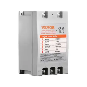 VEVOR 3 Phase Converter - 2HP 7A 220V Single Phase to 3 Phase Converter, 220V Input/Output, Digital Phase Shifter for Residential Light Commercial Use (One Converter for One Motor Only)VEVOR Super Brand Day