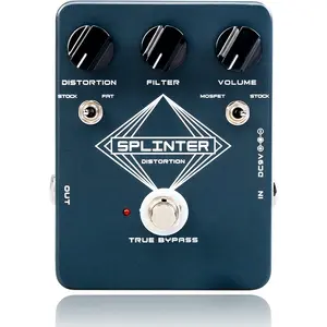 Distortion Guitar Effect Pedal with Selectable MOSFET &  Clipping Thick Boost Distortion - True Bypass (SPLINTER JF-21)
