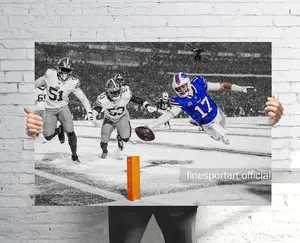 Josh Allen The Leap Touchdown Unframed Poster - Buffalo Football Quarterback Action Print - High-speed Dive Wall Art - Football Fan Gift Decor - Qb1 Legend