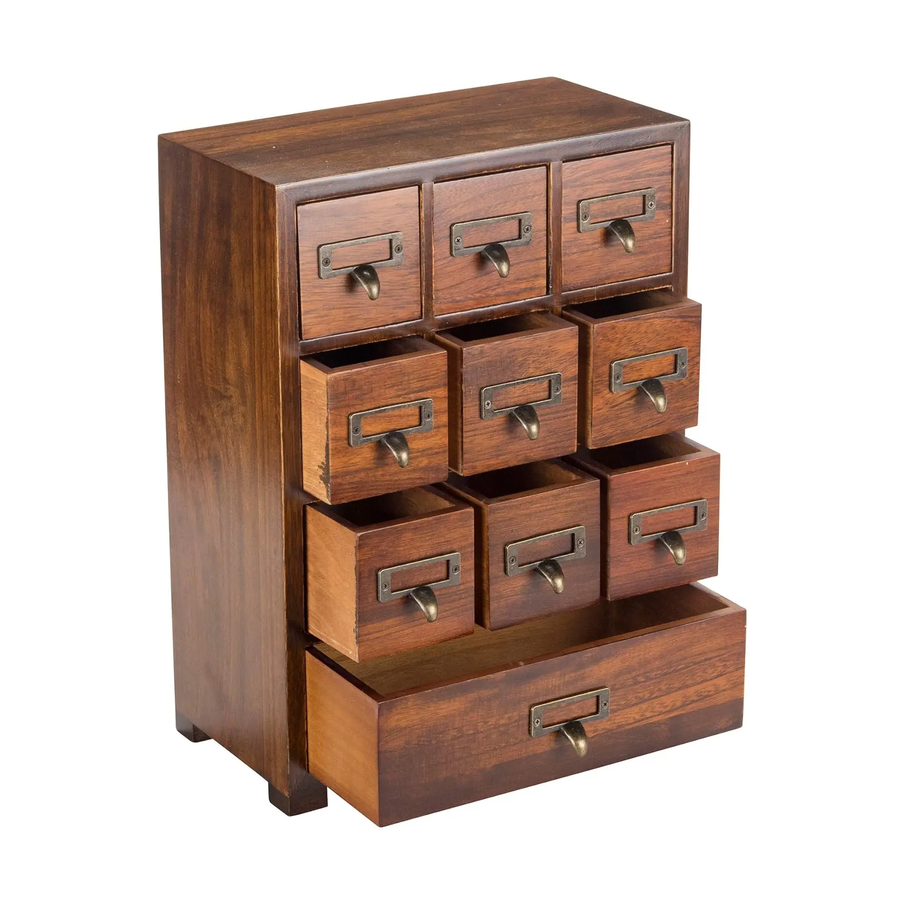 Vintage-Chic Solid Wood Apothecary Cabinet | Chinese Medicine Curio with Tea Organizer Drawers | Fully Assembled, Tall and Sleek Storage Solution