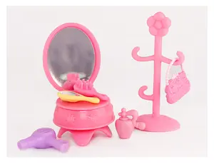 7 PC mini accessories for mini pets, Dressing table mirror brushes hair dryer clothes hangers bags perfume Compatible with mini toy Shorthair Cat Collie Husky Puppy Cocker Spaniel bunny(B39)
