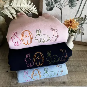 Bunnies Embroidered Sweatshirt - Easter Outfit -