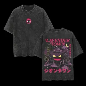 Retro 90s Gengar Ghost Lavender Town Legend Anime Tee Unisex Oversize Manga Heavyweight Cotton Short Sleeve Casual Streetwear Funny Graphic Top Stylish Menswear Womenswear Trendy Daily Anime graphic lover t-shirt graphic tees