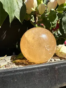 Honey Calcite Sphere Carving B